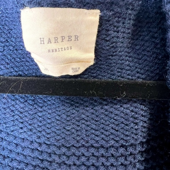 Harper Heritage Navy Textured Knit Cardigan Size Medium - Picture 3 of 3